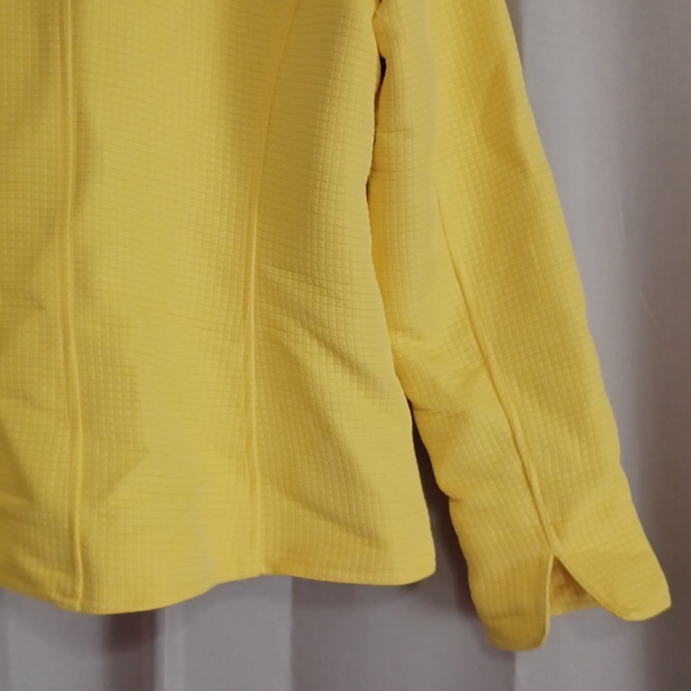 Sara Isabella Bright Yellow Square Textured Jacket Open Front Floral Lined Sz S - Picture 12 of 15